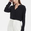 Women Grace Willow the Label | Echo V-Neck Silk Shirt Mid Night