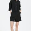 Women Grace Willow the Label | Iris Linen Playsuit Black