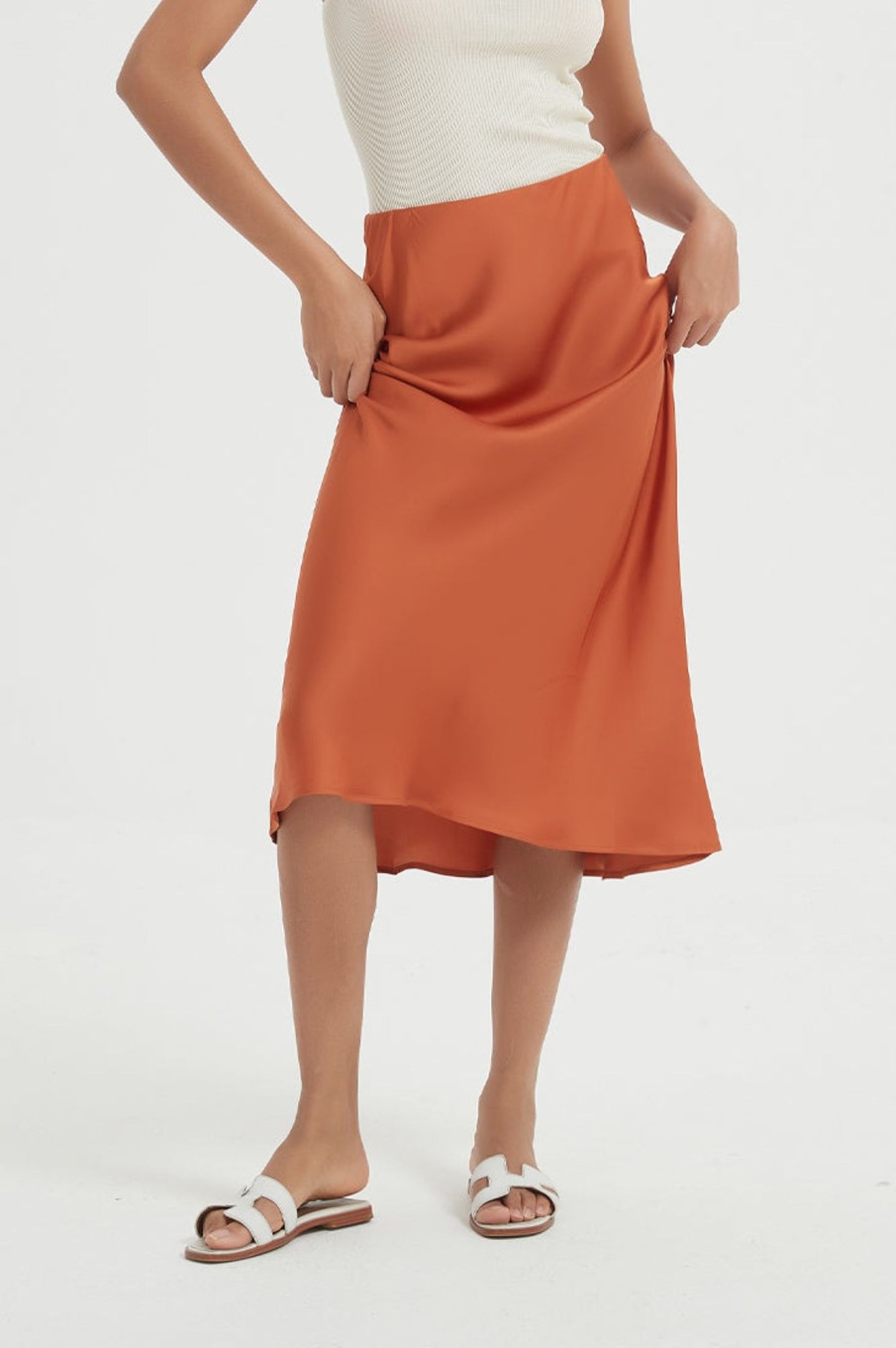 Women Grace Willow the Label | Arlo Midi Slip Skirt Copper