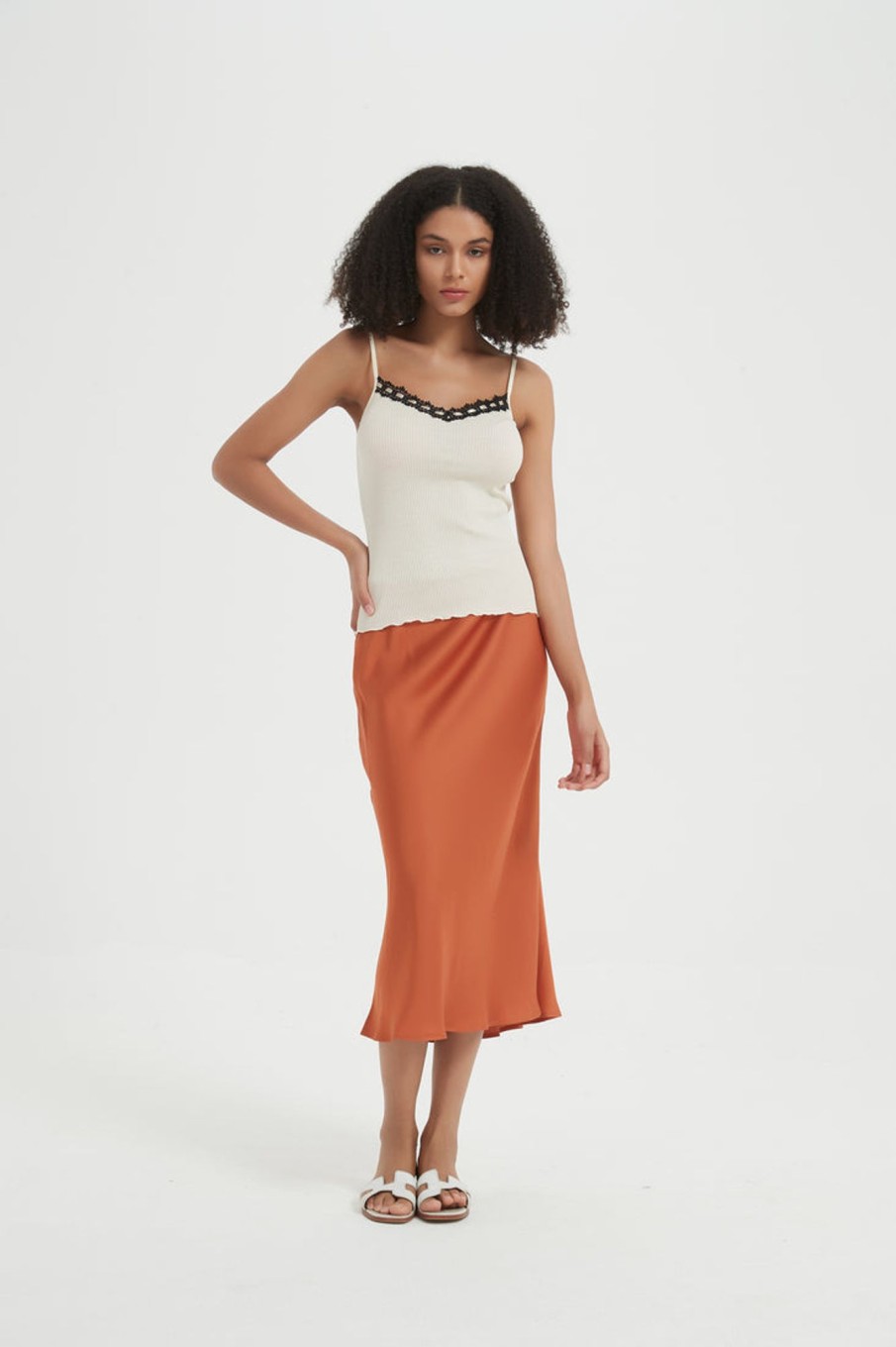 Women Grace Willow the Label | Arlo Midi Slip Skirt Copper