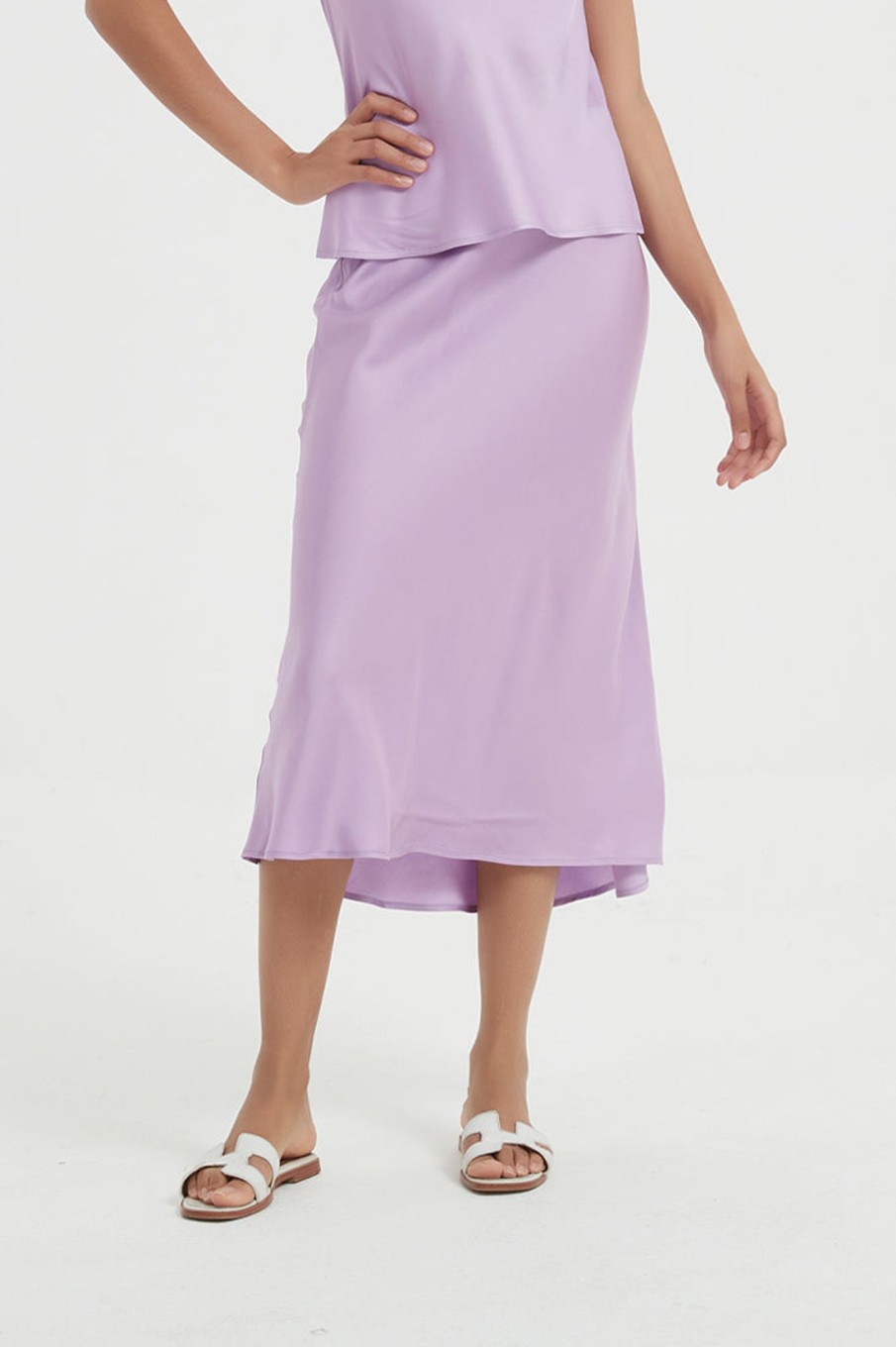 Women Grace Willow the Label | Arlo Midi Slip Skirt Light Purple