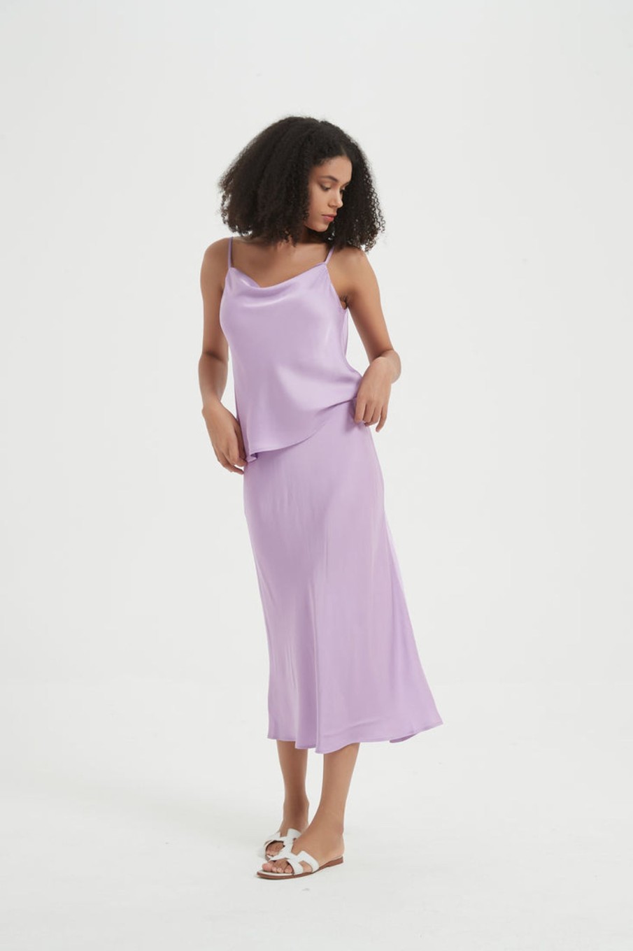 Women Grace Willow the Label | Arlo Midi Slip Skirt Light Purple