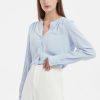 Women Grace Willow the Label | Echo V-Neck Silk Shirt Light Sky