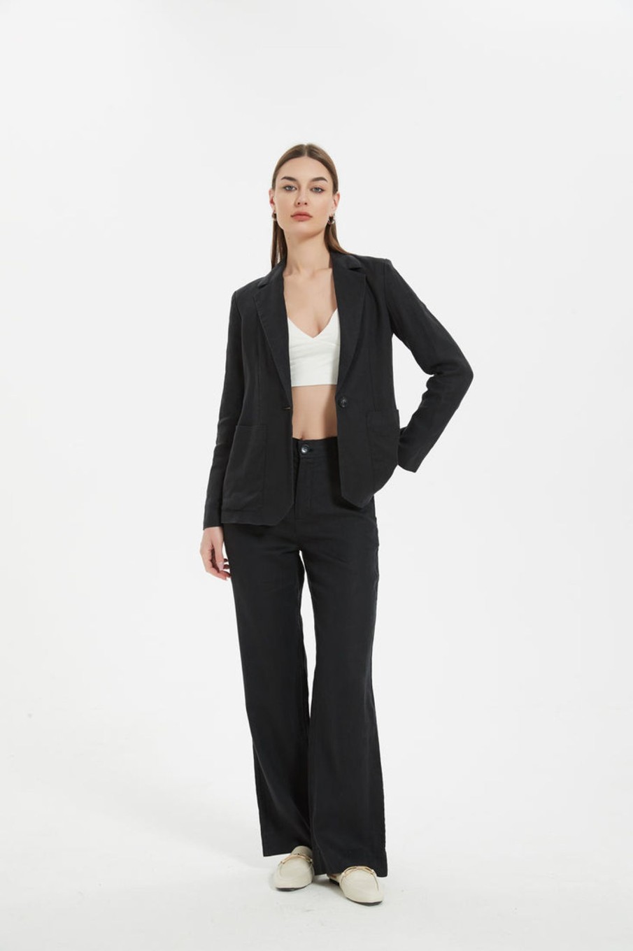 Women Grace Willow the Label | Tara Linen Pants Black