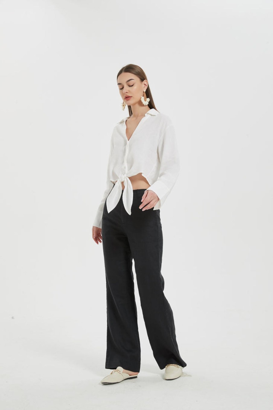 Women Grace Willow the Label | Tara Linen Pants Black