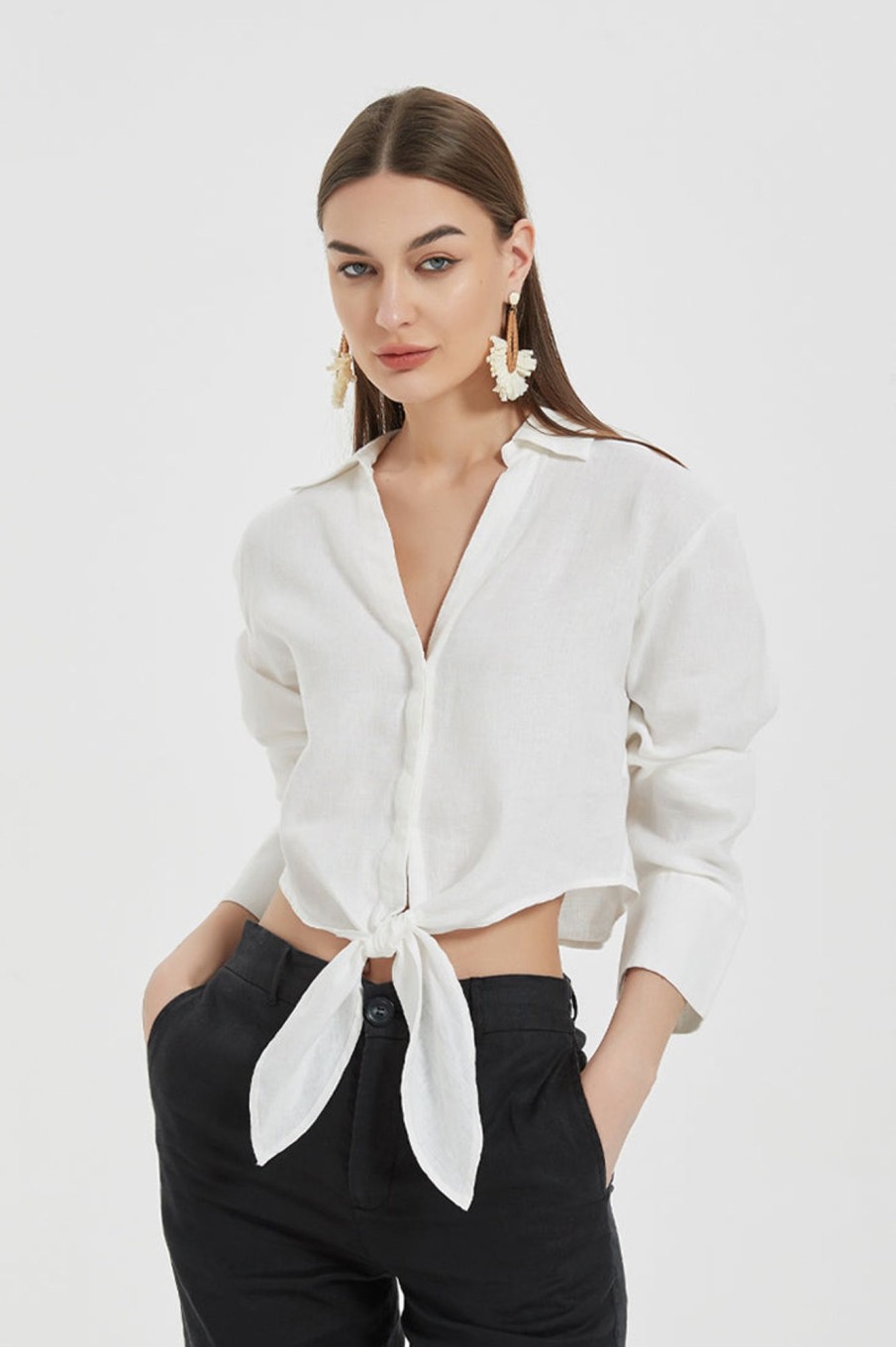 Women Grace Willow the Label | Vika Linen Shirt White