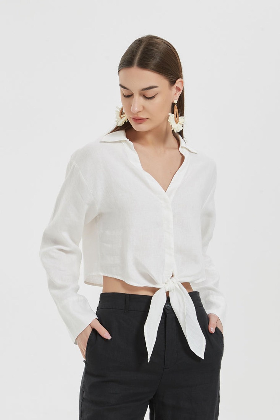 Women Grace Willow the Label | Vika Linen Shirt White