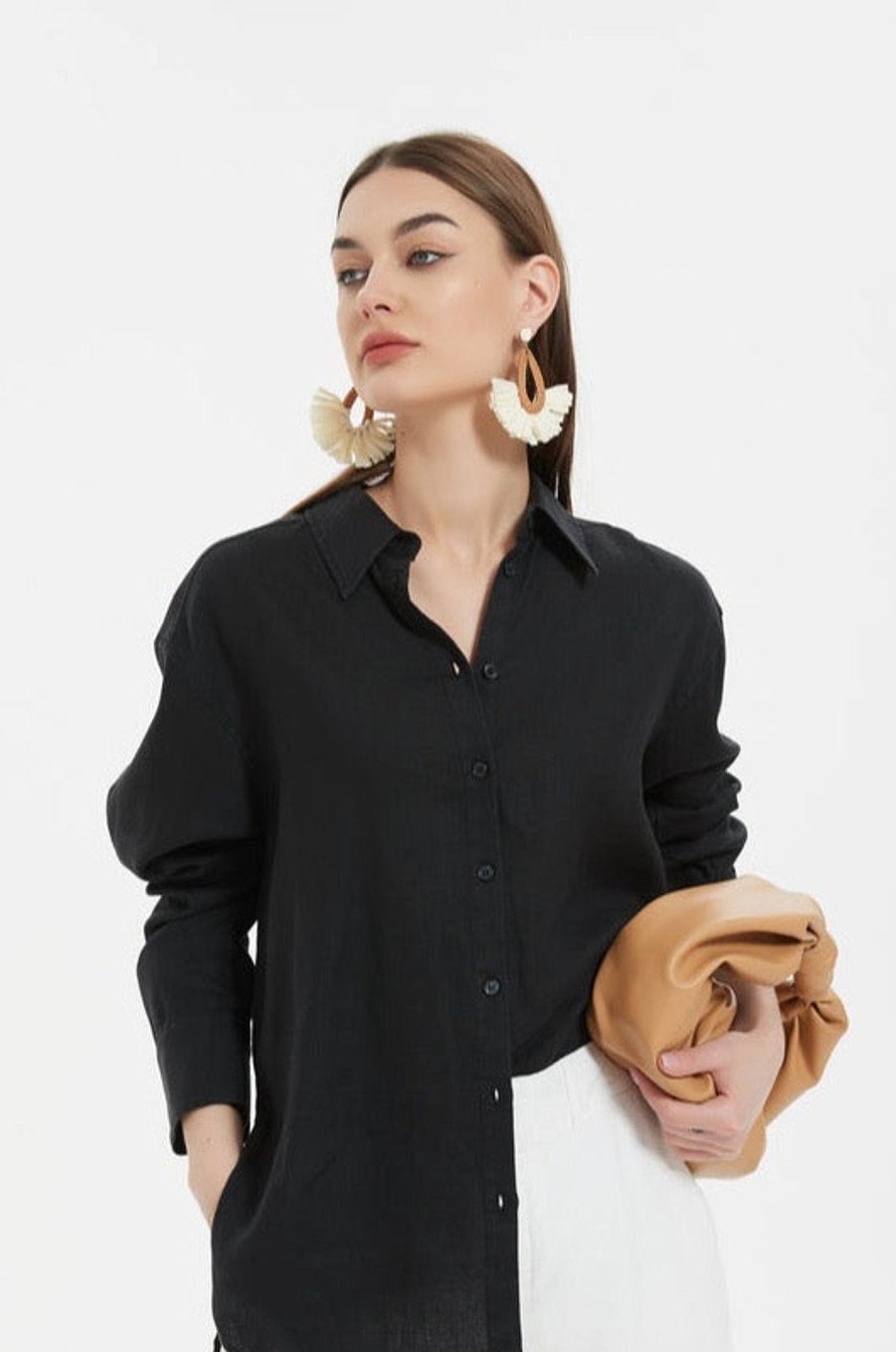 Women Grace Willow the Label | Eliza Linen Shirt Black