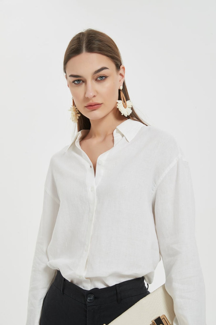 Women Grace Willow the Label | Eliza Linen Shirt White