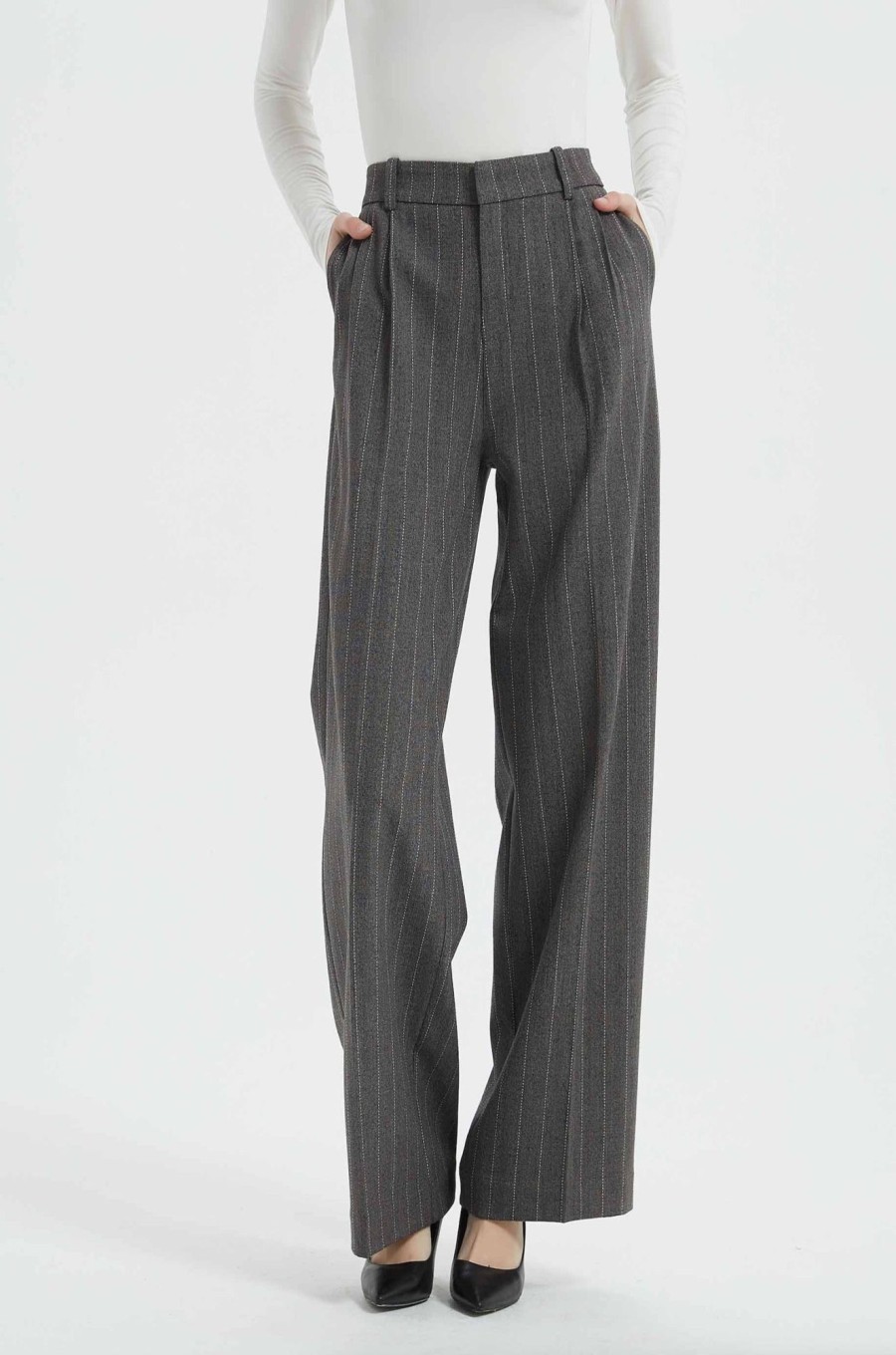 Women Grace Willow the Label | Michi Pants Grey Pinstripe