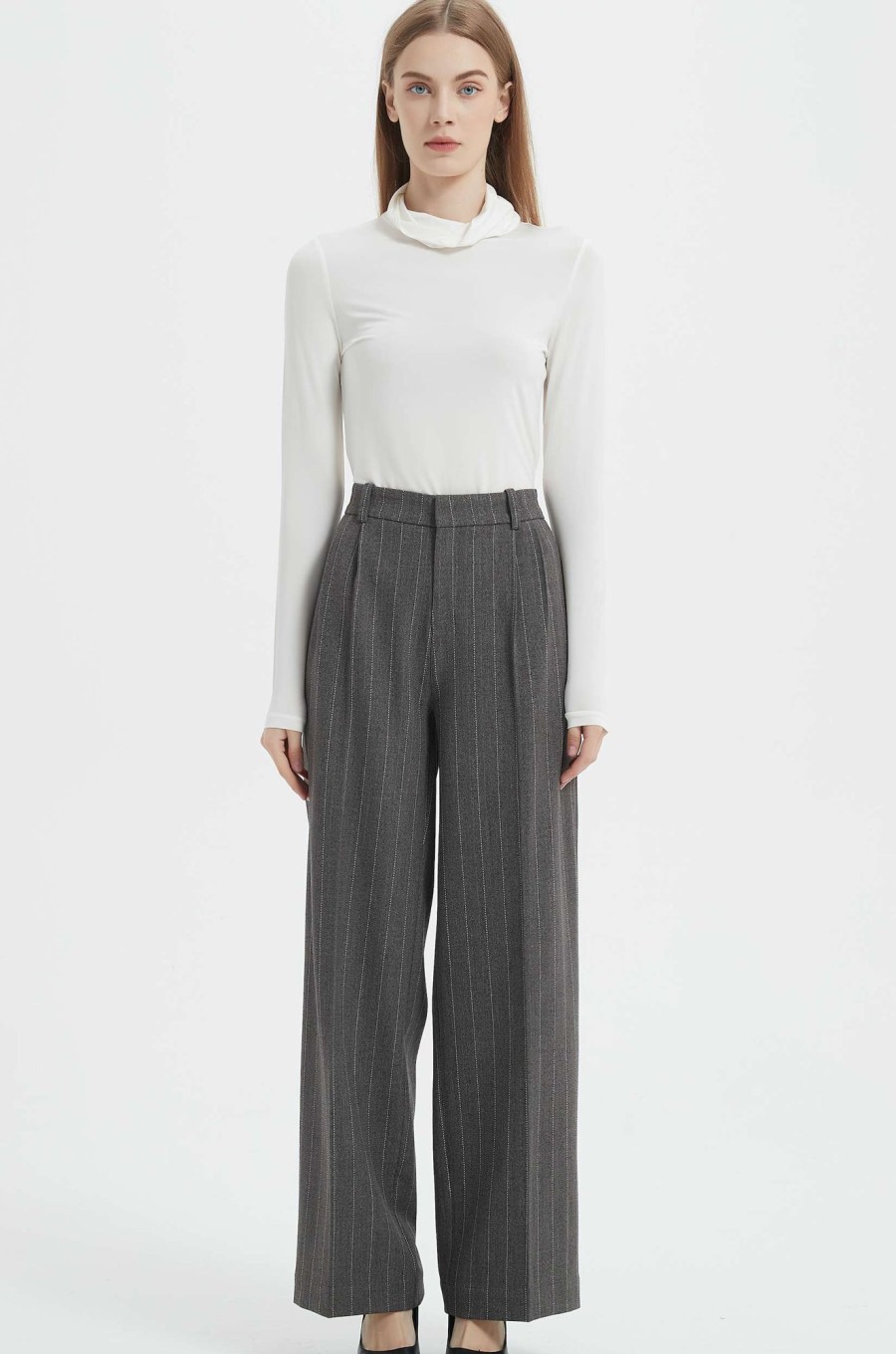 Women Grace Willow the Label | Michi Pants Grey Pinstripe