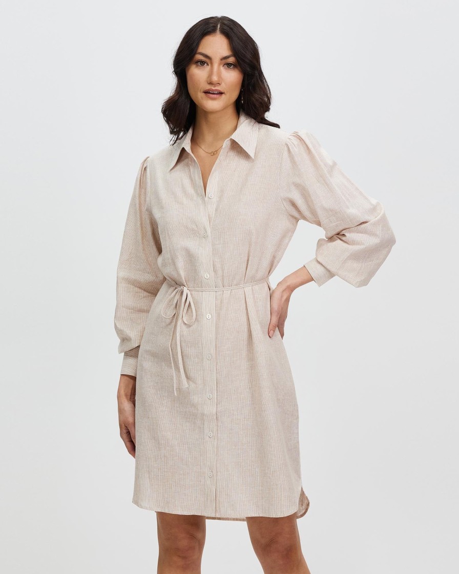 Women Grace Willow the Label | Juno Shirt Dress Brown Stripe