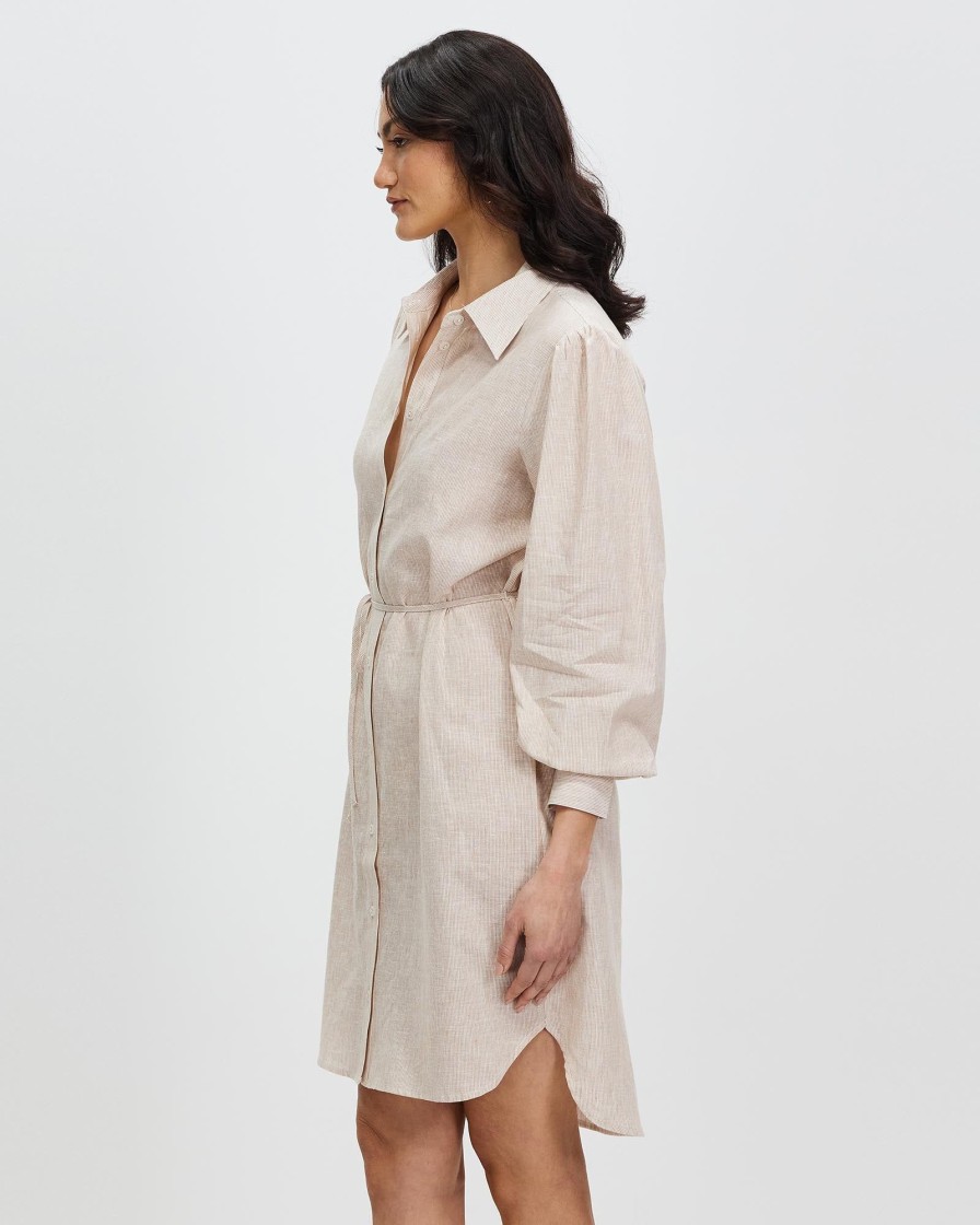 Women Grace Willow the Label | Juno Shirt Dress Brown Stripe