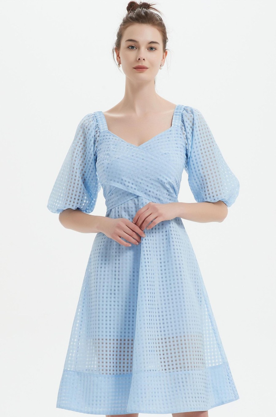 Women Grace Willow the Label | Lulu Puff Sleeve Dress Light Blue