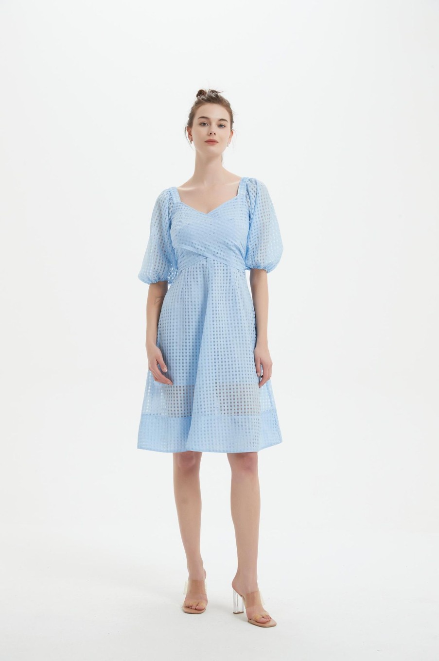 Women Grace Willow the Label | Lulu Puff Sleeve Dress Light Blue