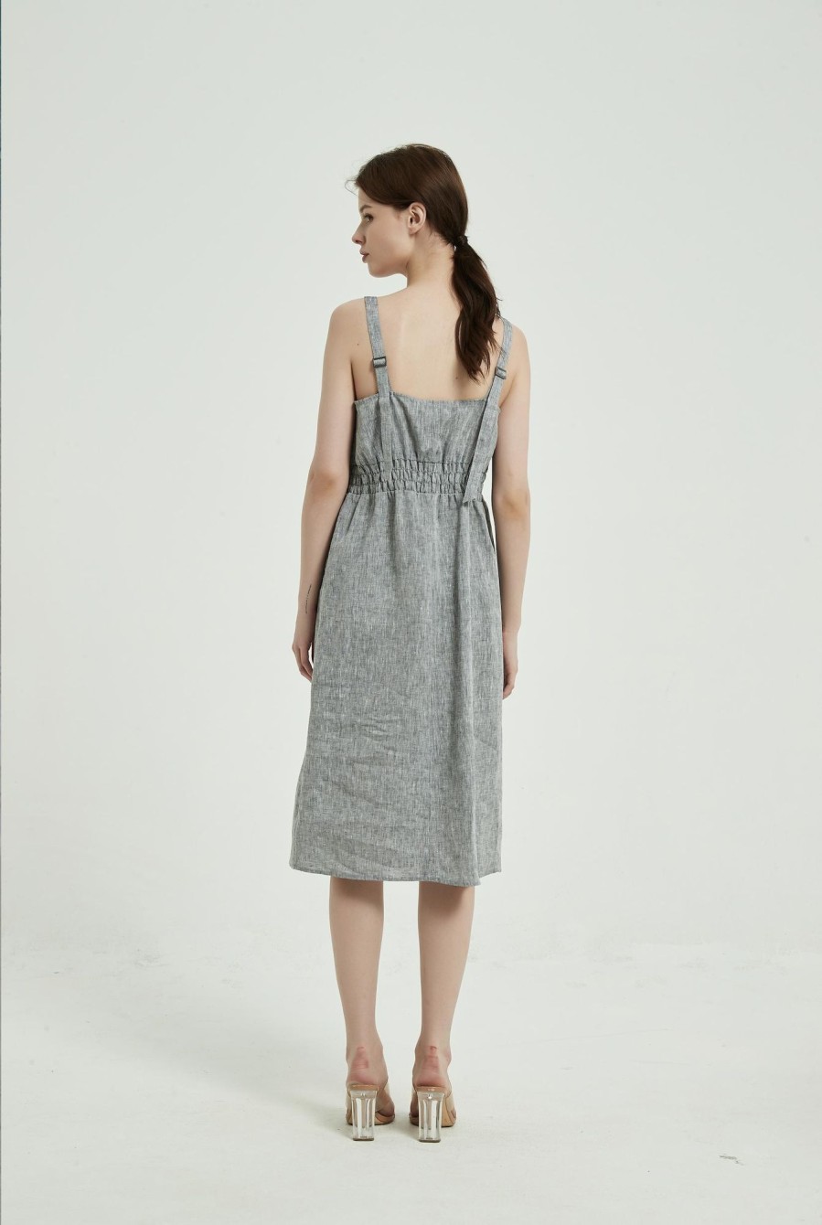 Women Grace Willow the Label | Elina Linen Dress Black Melange