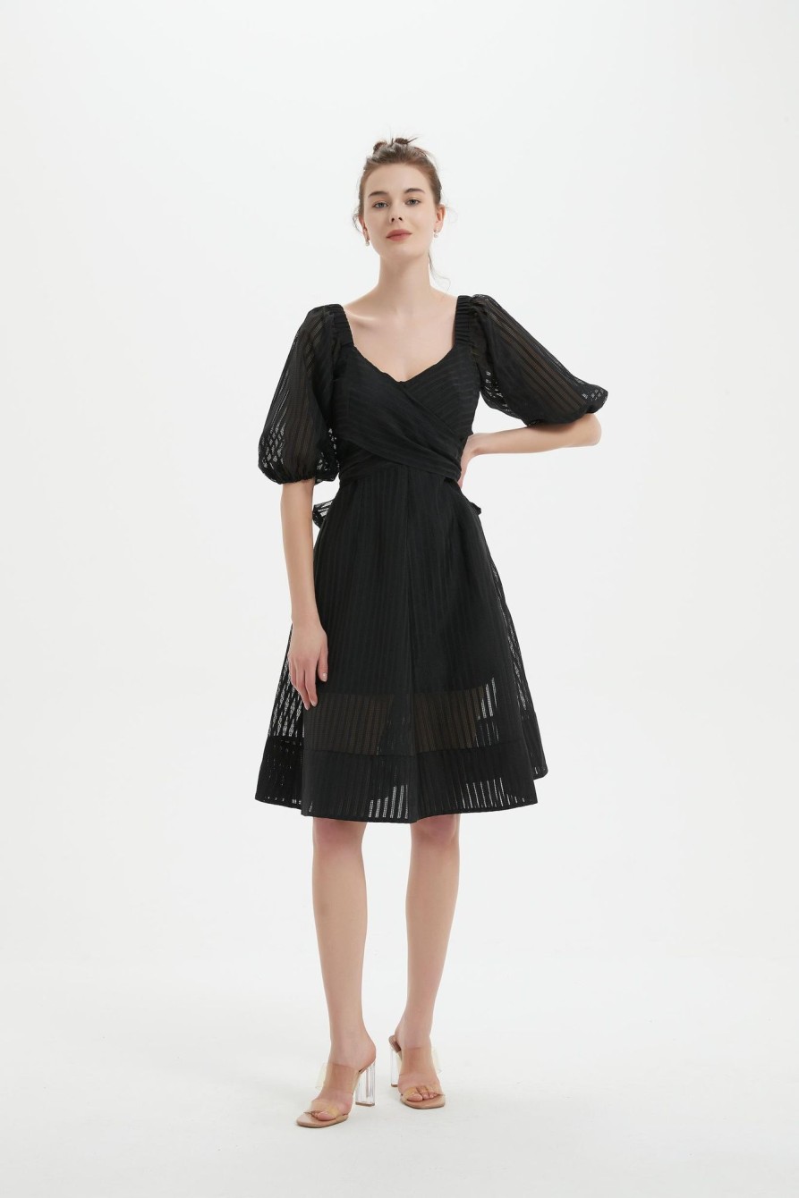 Women Grace Willow the Label | Lulu Puff Sleeve Dress Black