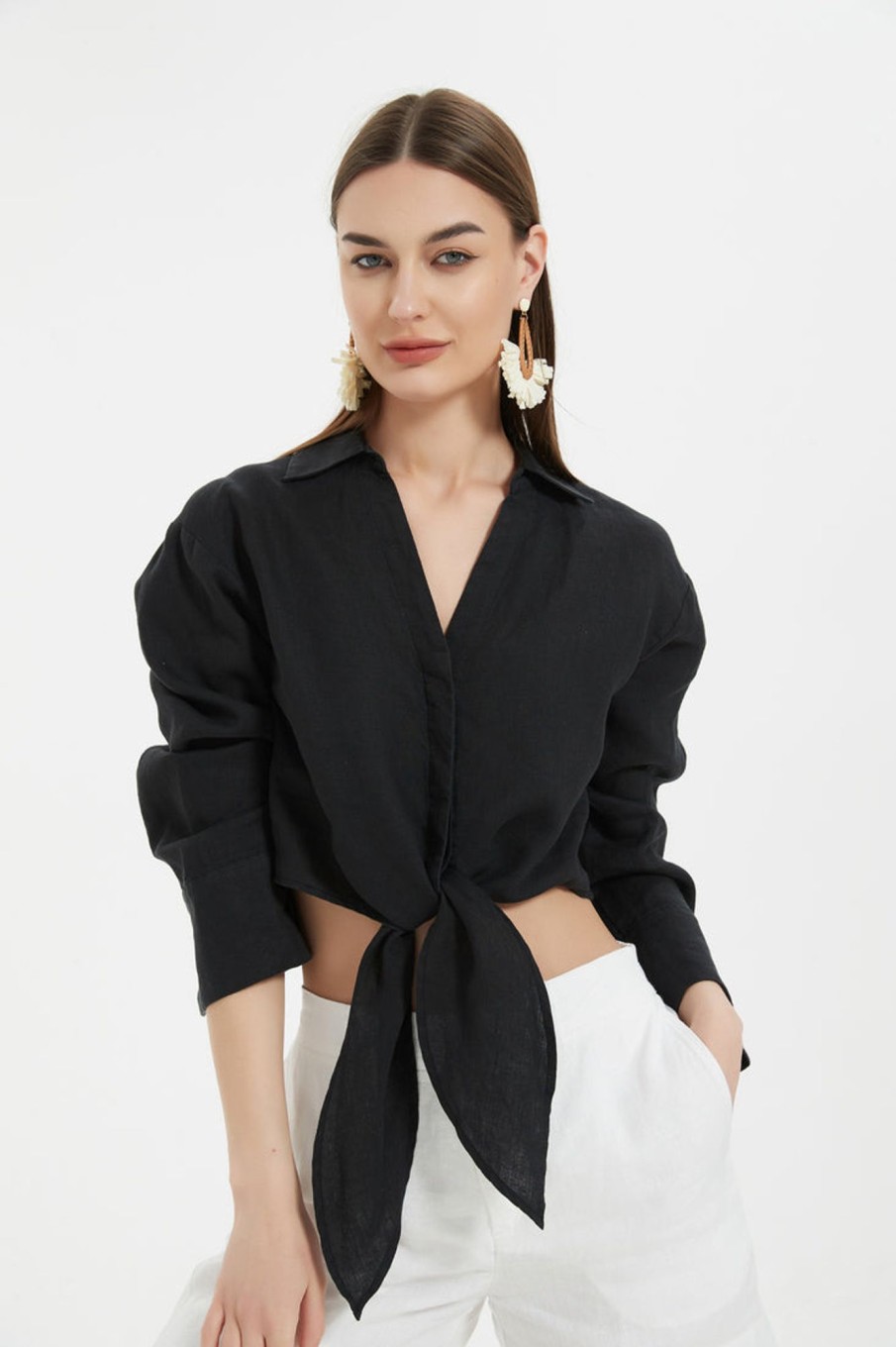 Women Grace Willow the Label | Vika Linen Shirt Black