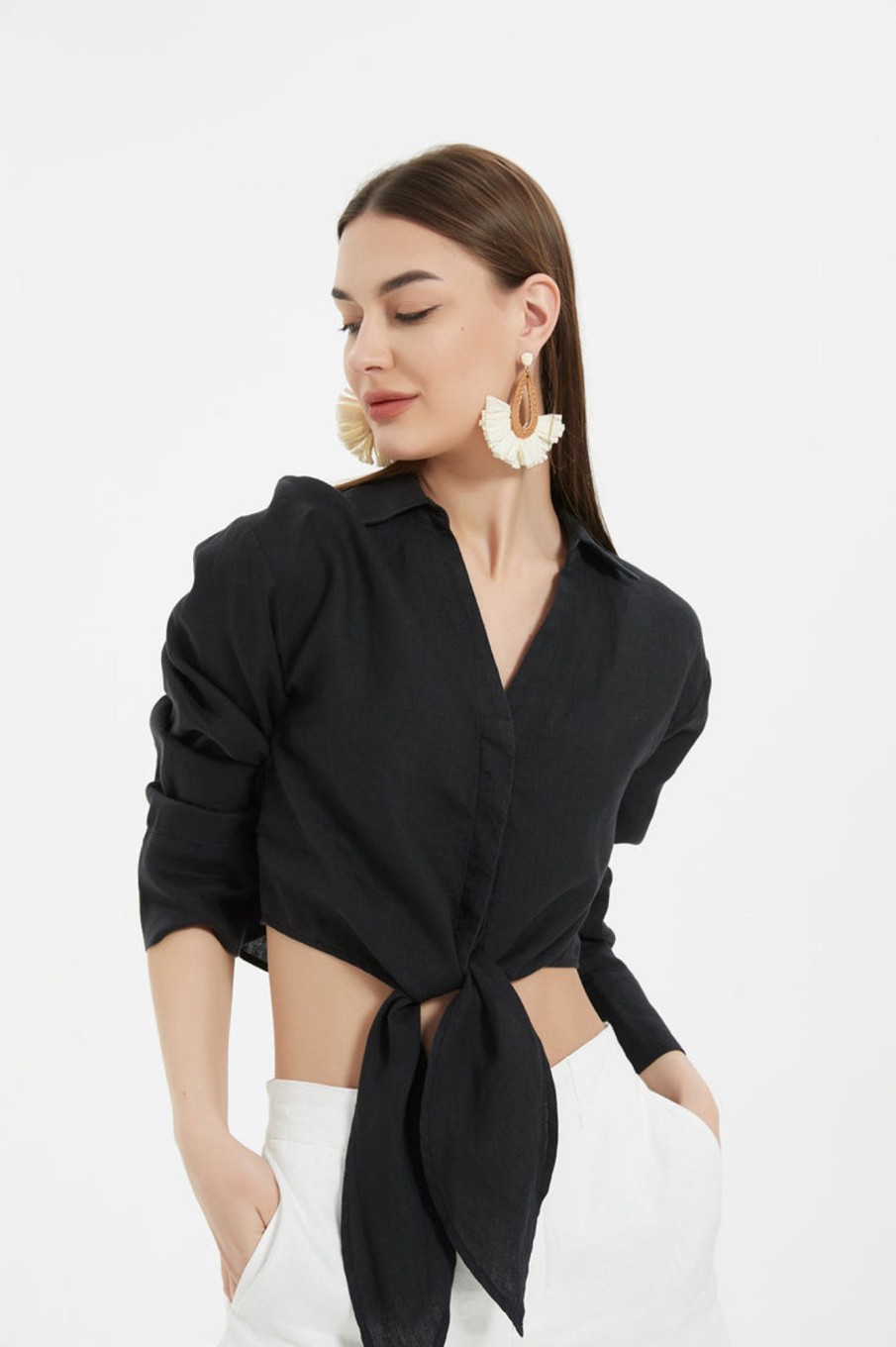 Women Grace Willow the Label | Vika Linen Shirt Black