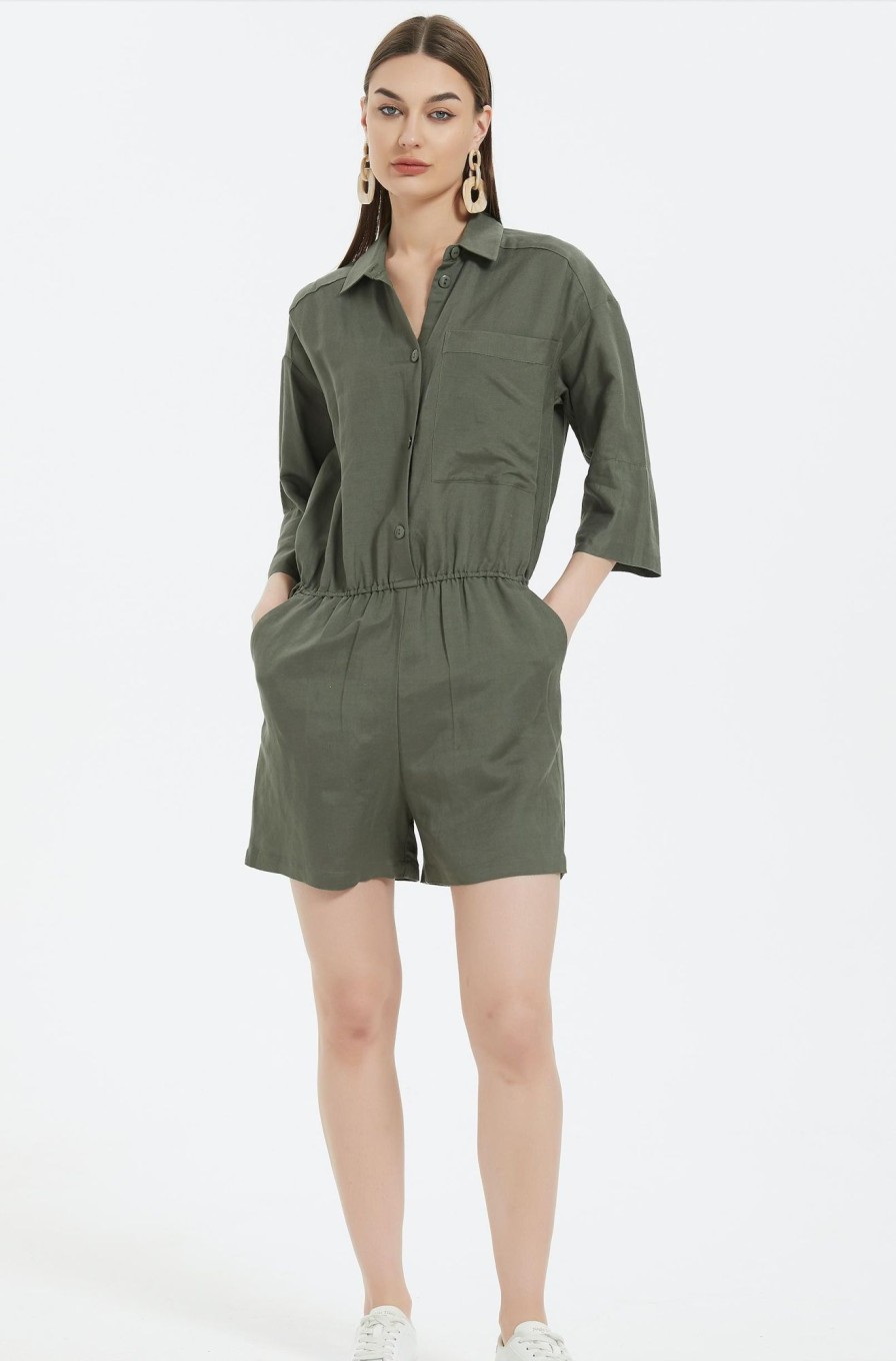 Women Grace Willow the Label | Iris Playsuit Olivine