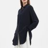 Women Grace Willow the Label | Eva Boyfriend Silk Shirt Dark Navy