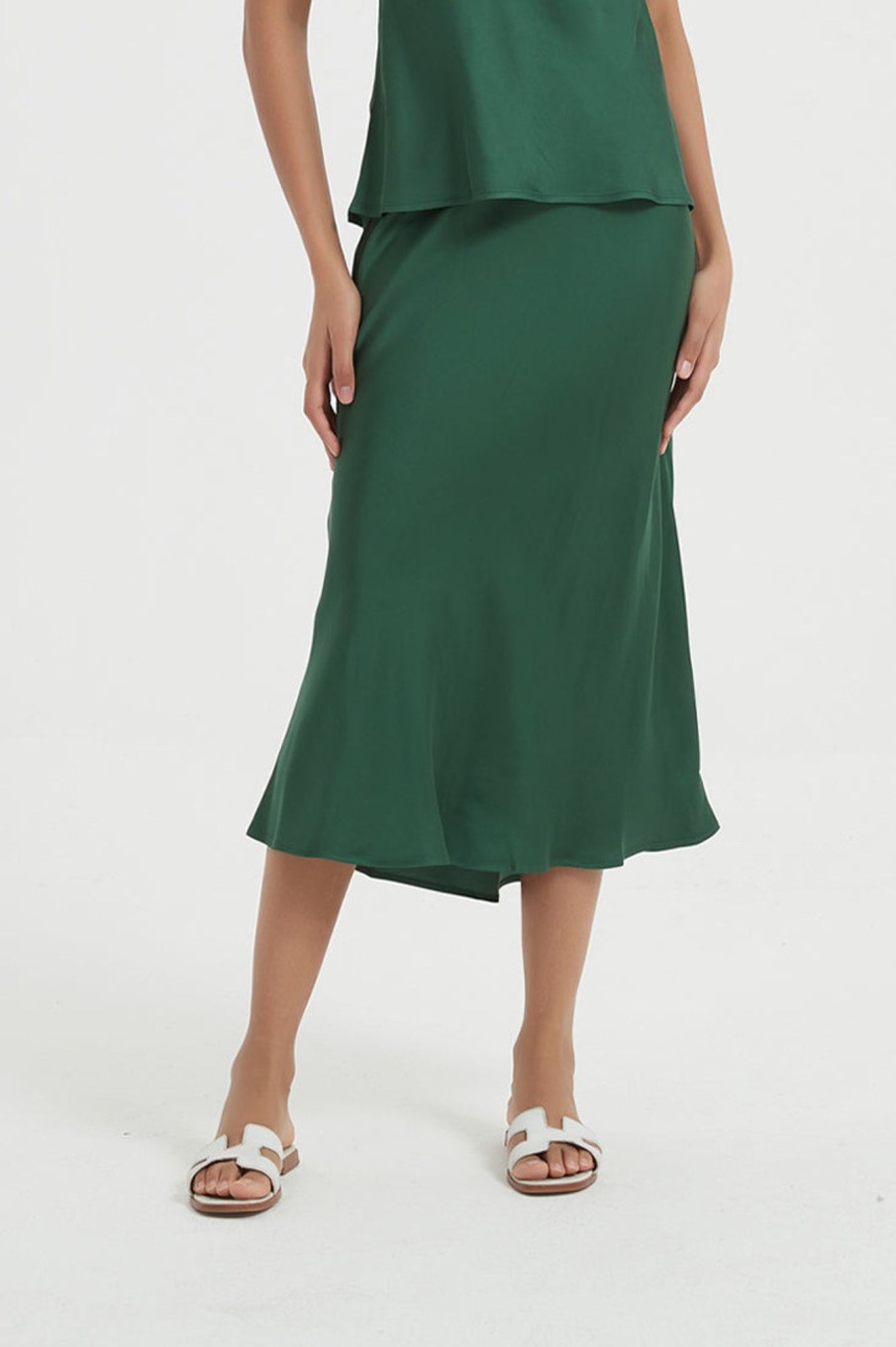 Women Grace Willow the Label | Arlo Midi Slip Skirt Olive