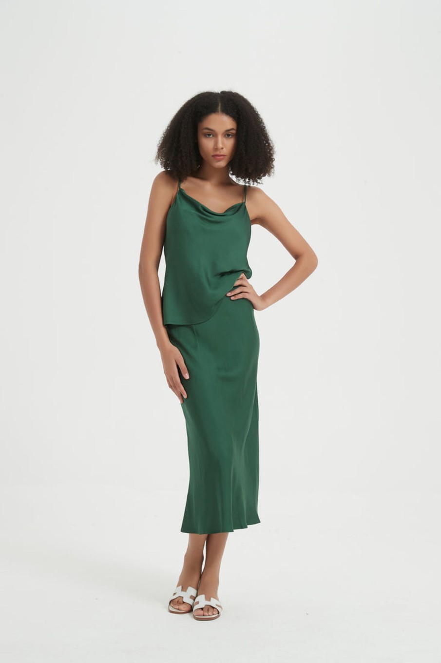 Women Grace Willow the Label | Arlo Midi Slip Skirt Olive