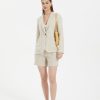 Women Grace Willow the Label | Holly Linen Shorts Beige Pinstripe