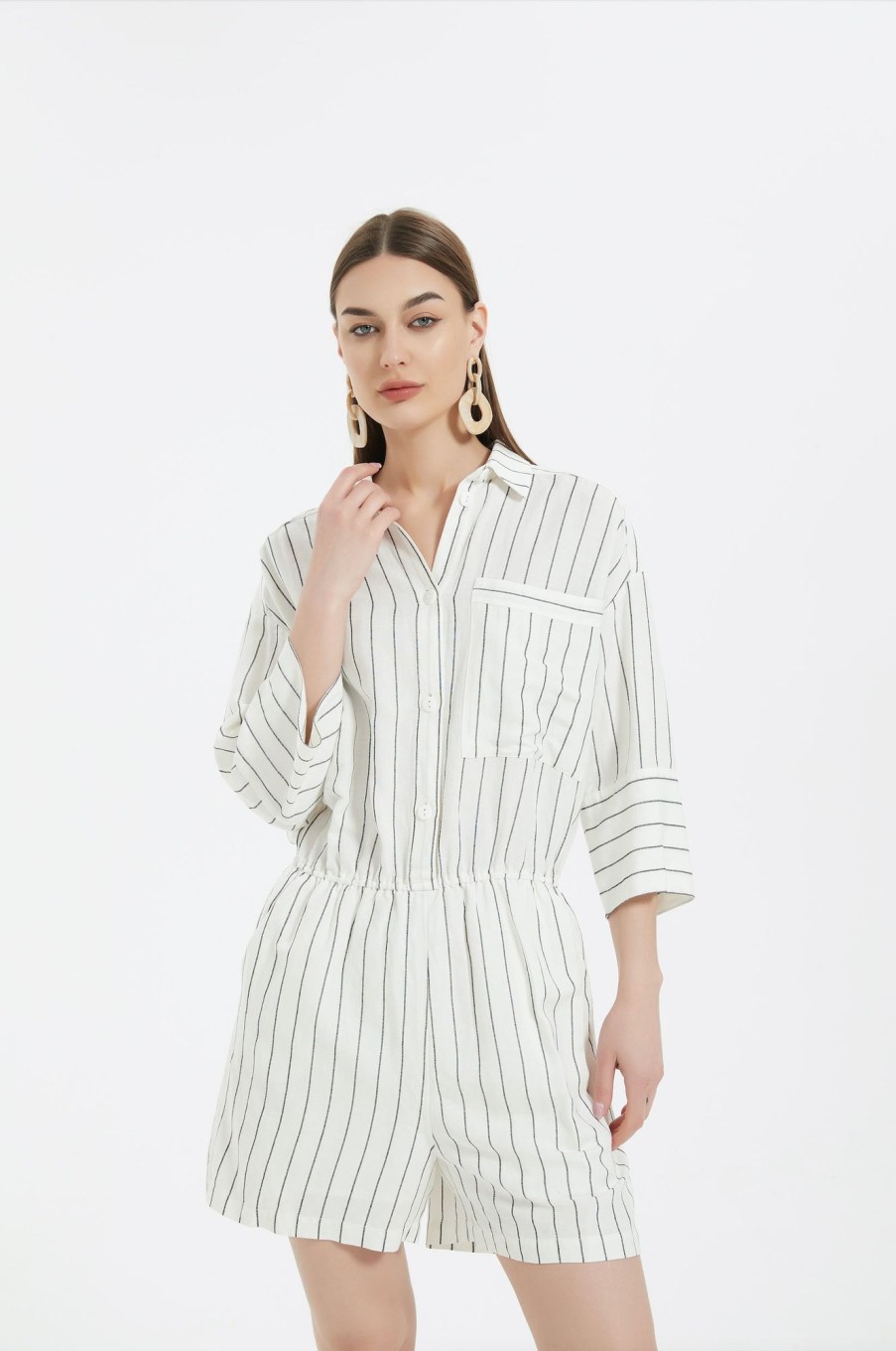 Women Grace Willow the Label | Iris Playsuit Stripe-White