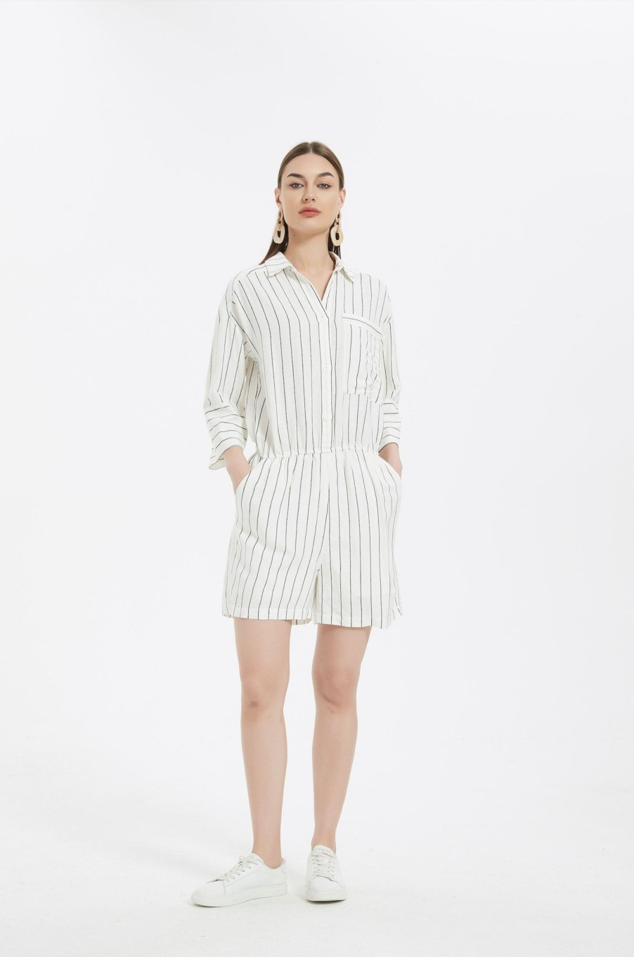 Women Grace Willow the Label | Iris Playsuit Stripe-White