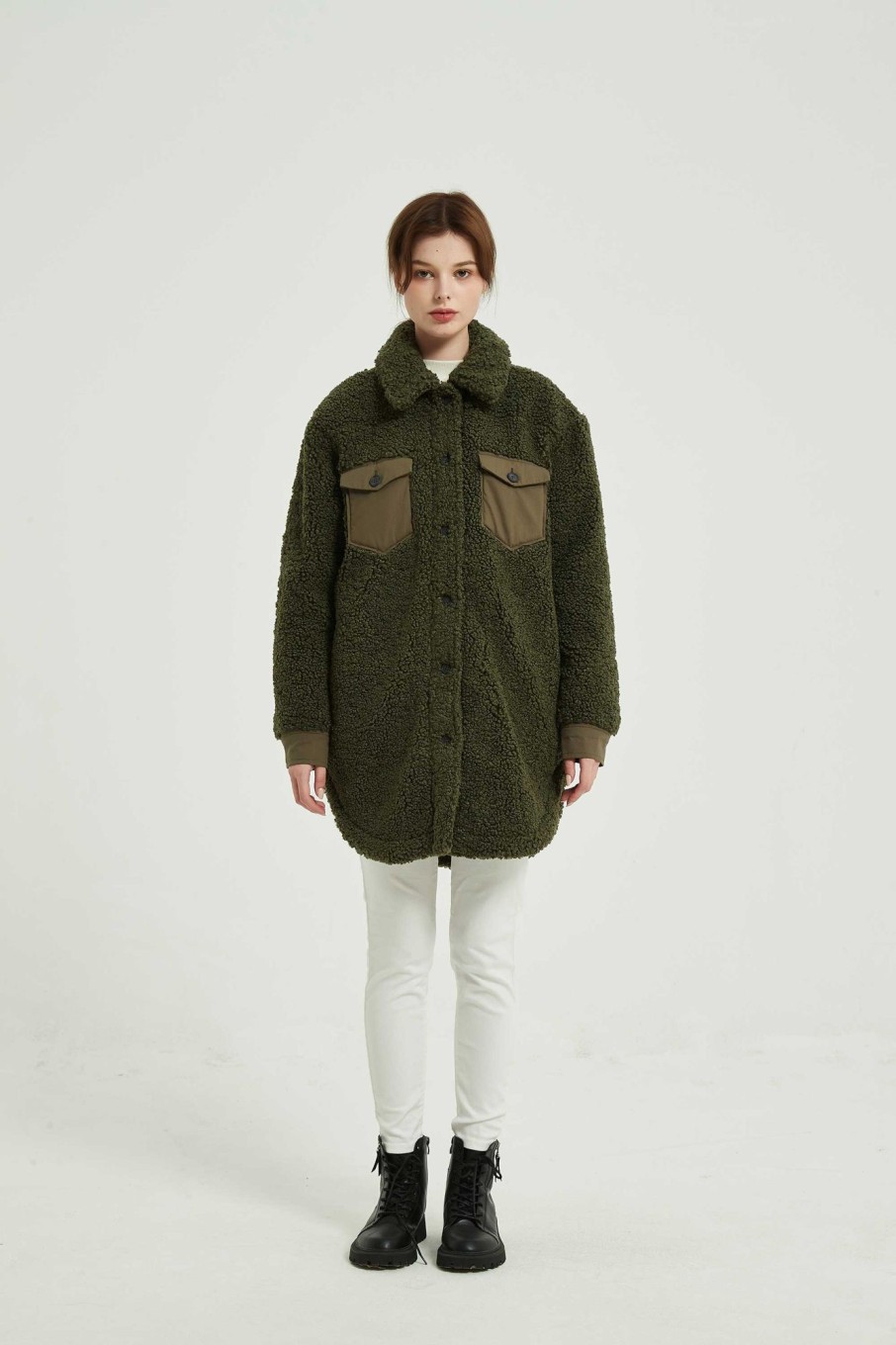 Women Grace Willow the Label | Long-Sleeve Shirt Jacket Olive